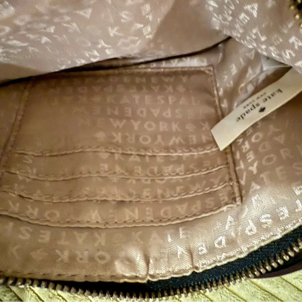 Kate Spade Black and White Linet Wristlet with Pink Accent